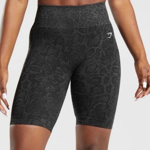 Gymshark Black Patterned Bike Shorts - Picture 1 of 9